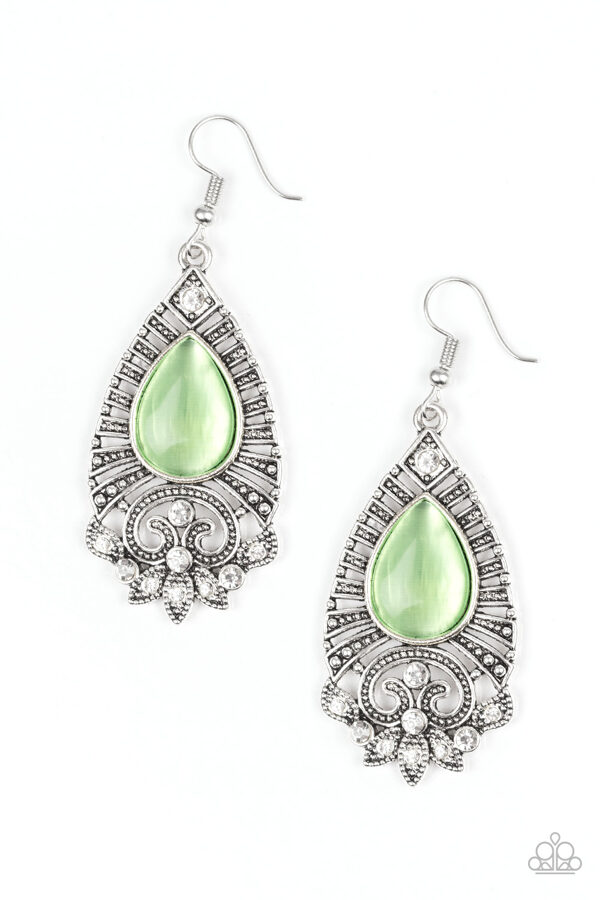 Majestically Malibu Earrings- Green & Silver