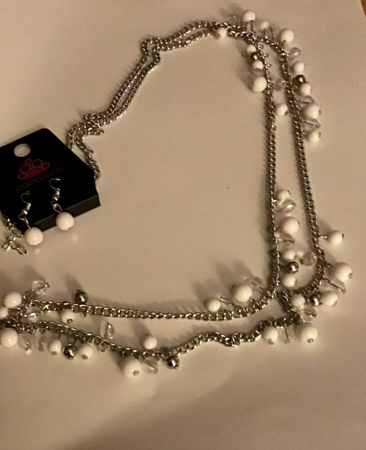 Silver Necklace - White