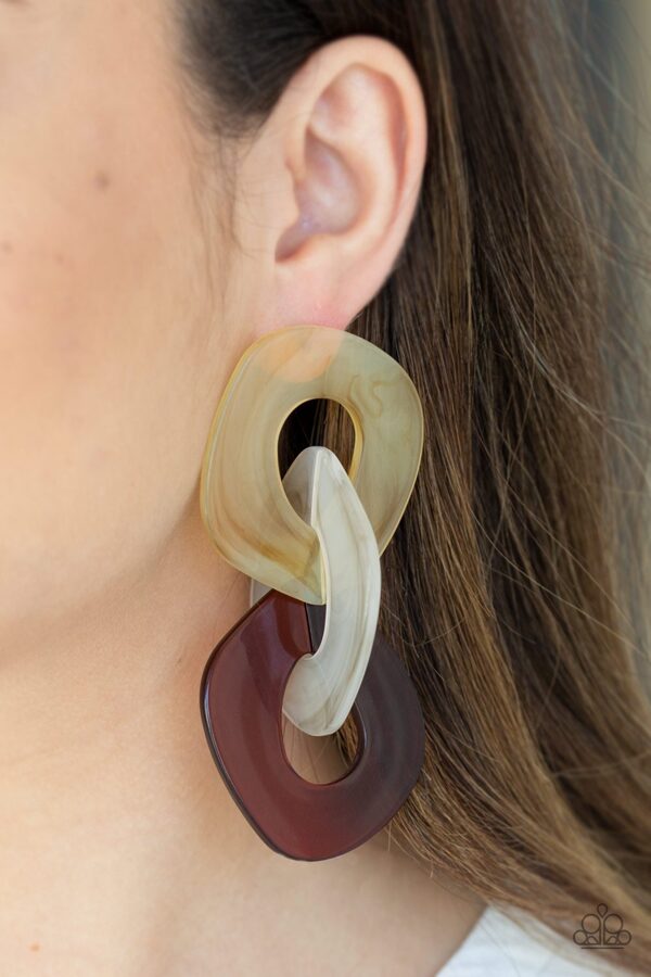 Boardroom Bab Acrylic Earrings - Brown