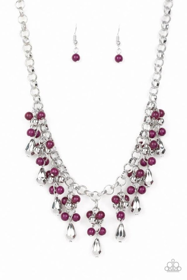 Silver Necklace Set - Purple