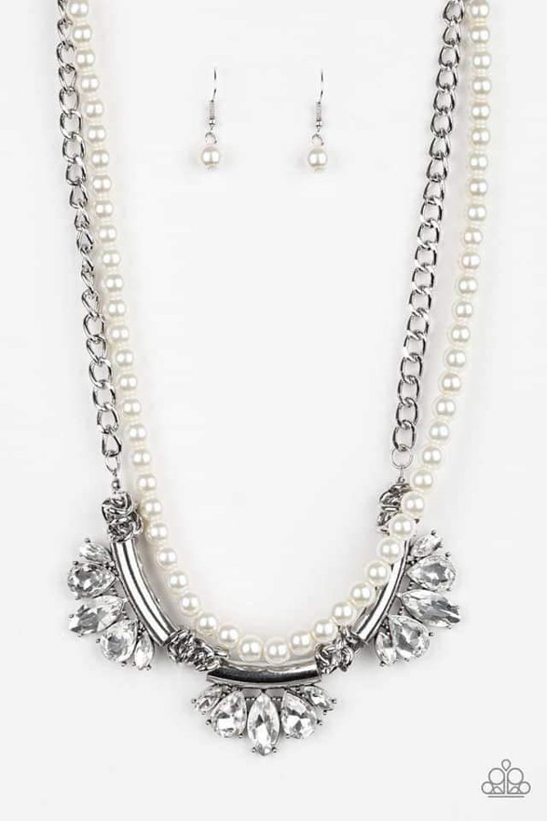  Necklace- Silver/Pearls/Rhinestone 
