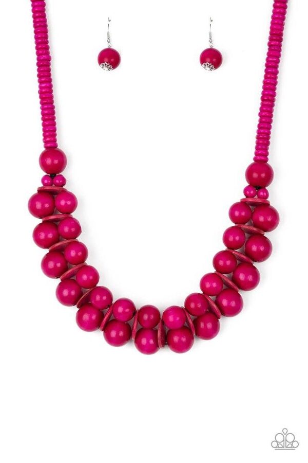 Caribbean Covergirl Wooden Necklace - Pink