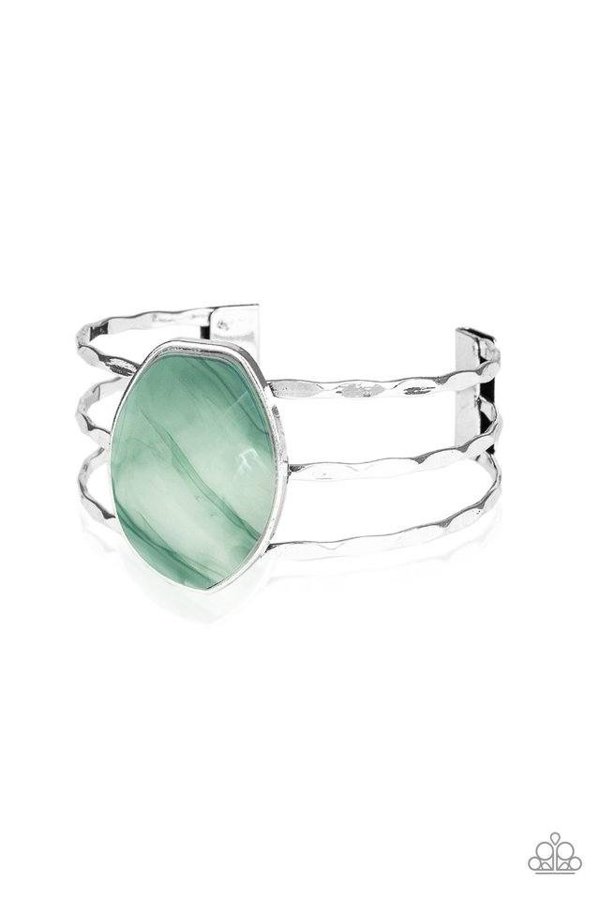 Silver Cuff Bracelet- Green