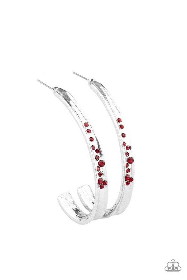 Silver Earrings - Red