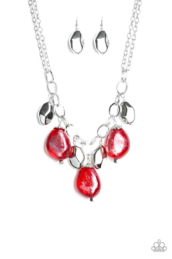 Silver Necklace - Red